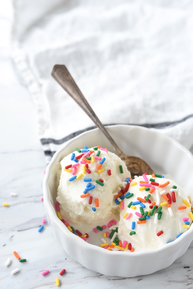 sprinkles on vanilla ice cream