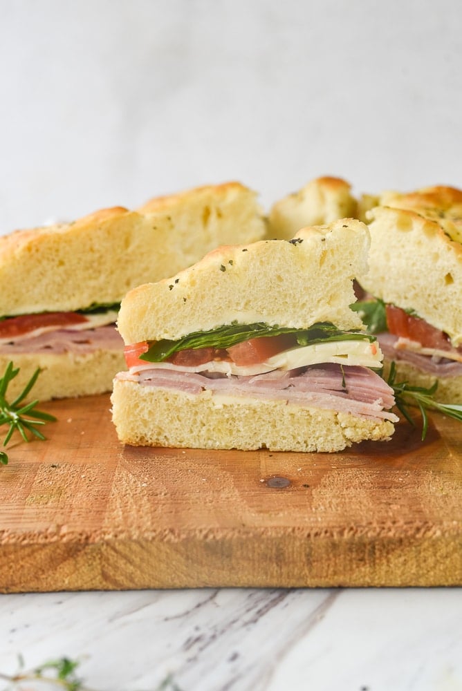 slices of a focaccia sandwich