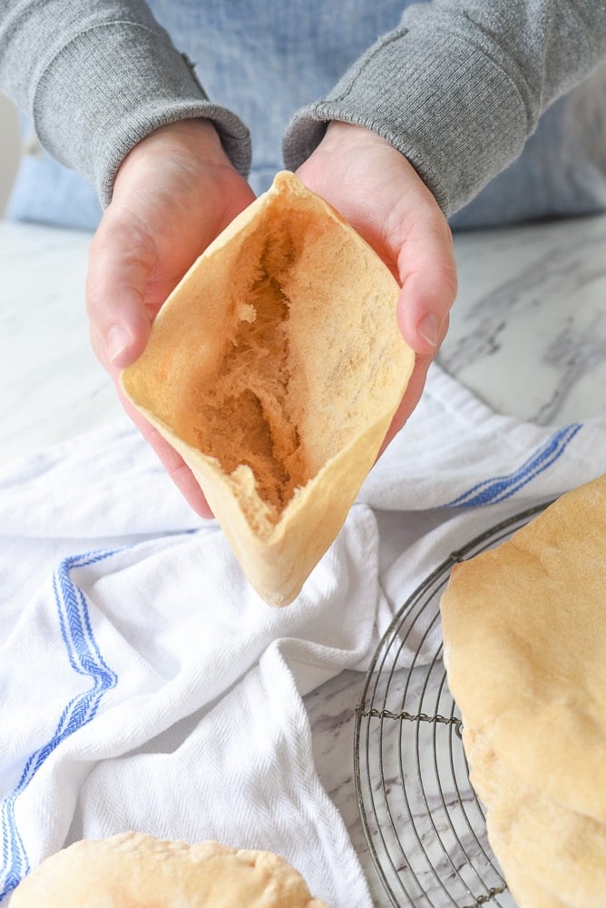 open piece of pita bread