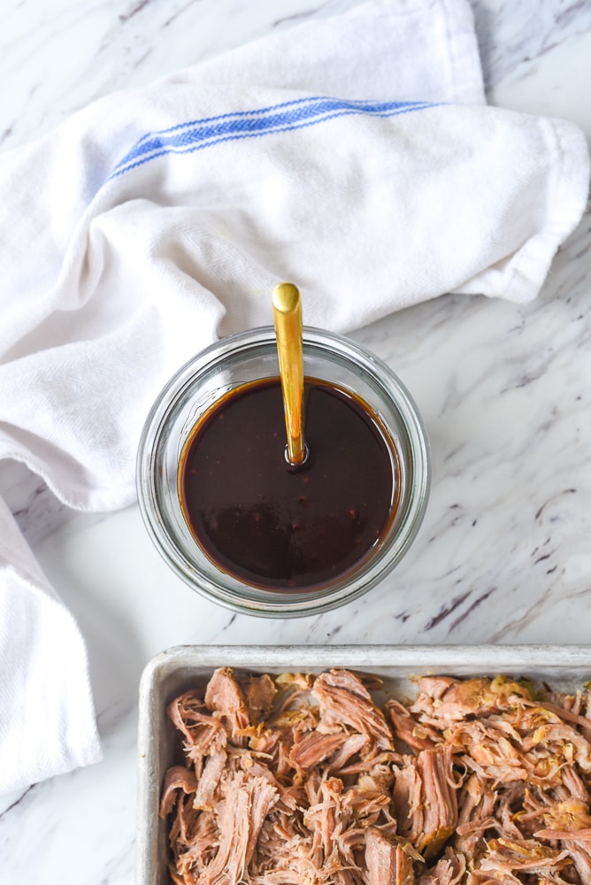 overhead shot of balsamic bbq sauce