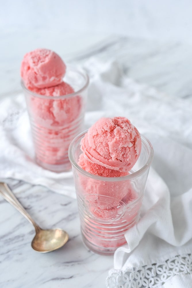 side view of black cherry soda pop ice cream