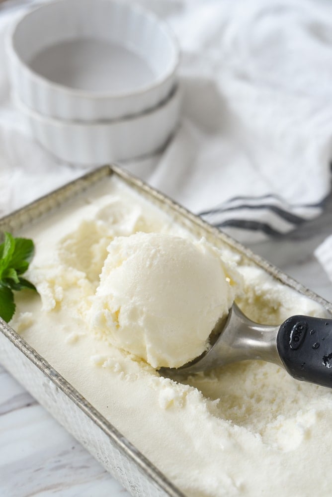 a scoop of vanilla ice cream