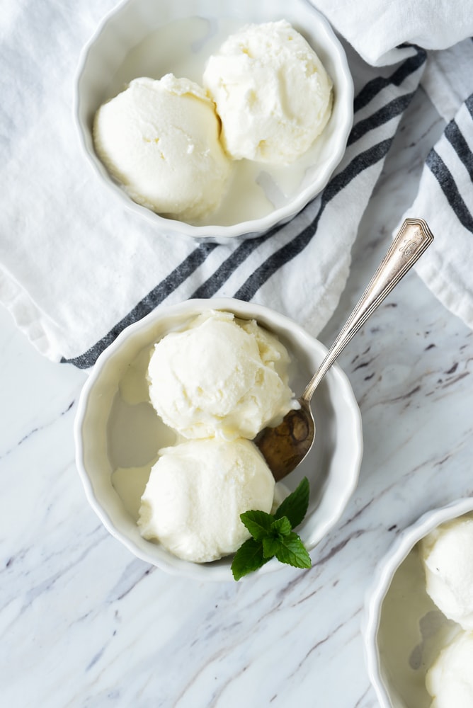 two bowls of vanilla ice cream