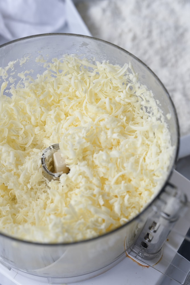 grated butter in food processor.