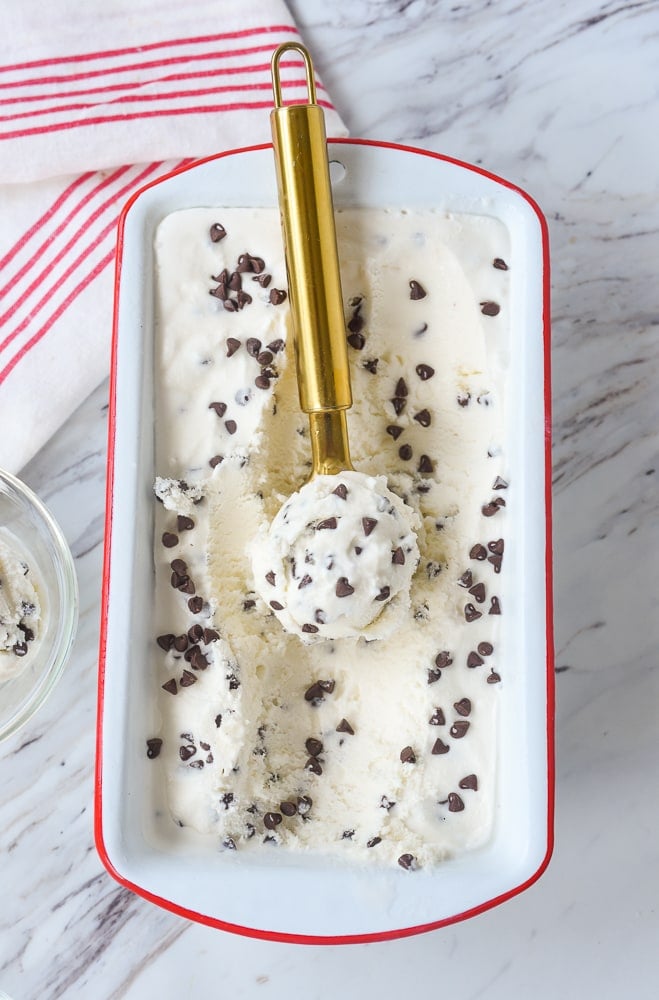 chocolate chip ice cream ice cream scoop of chocolate chip ice cream