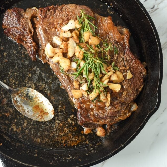 overhead shot of the perfect steak