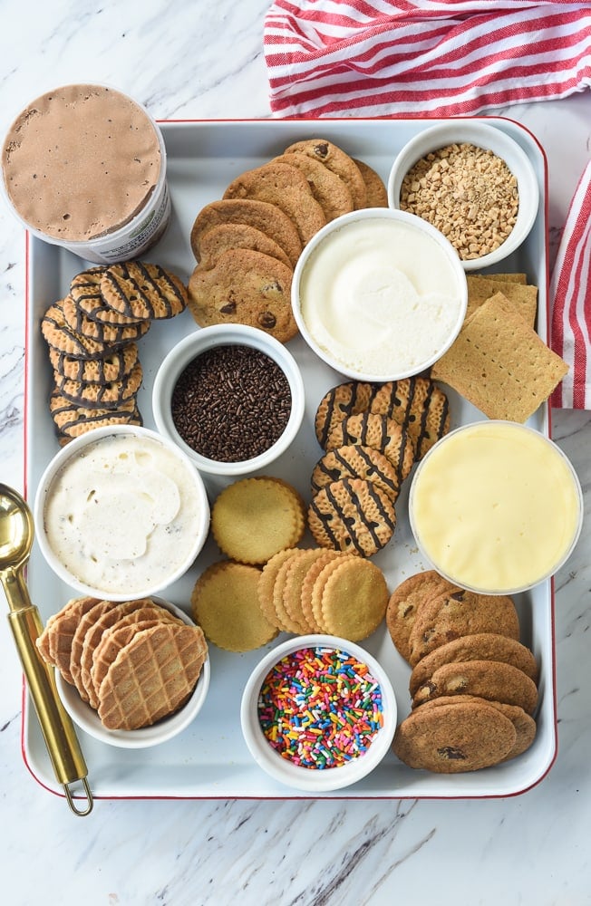 overhead shot of ice cream sandwich bar