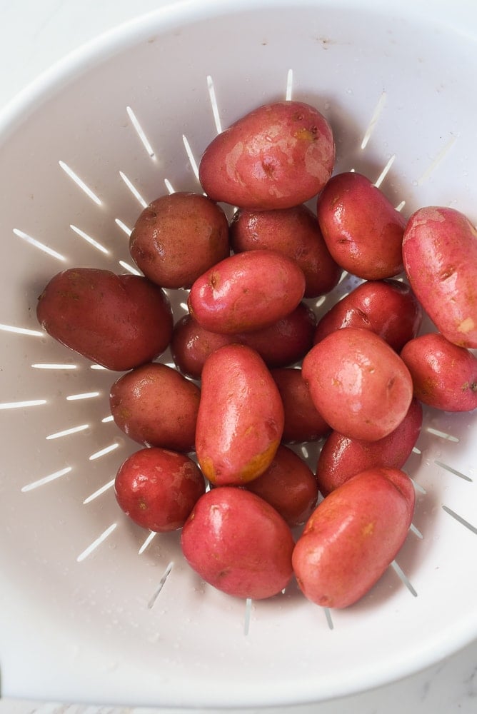 collander of red potatoes