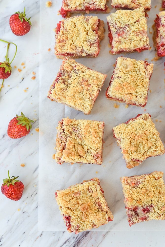 strawberry bars cut into squares