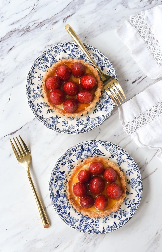 strawberry tarts on a plate