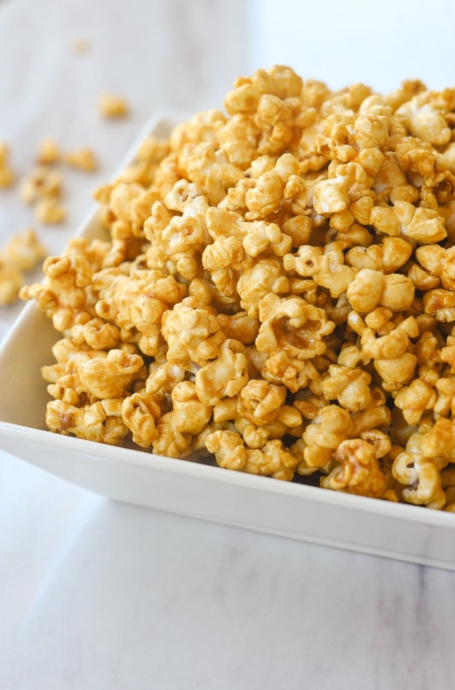 bowl of microwave caramel corn