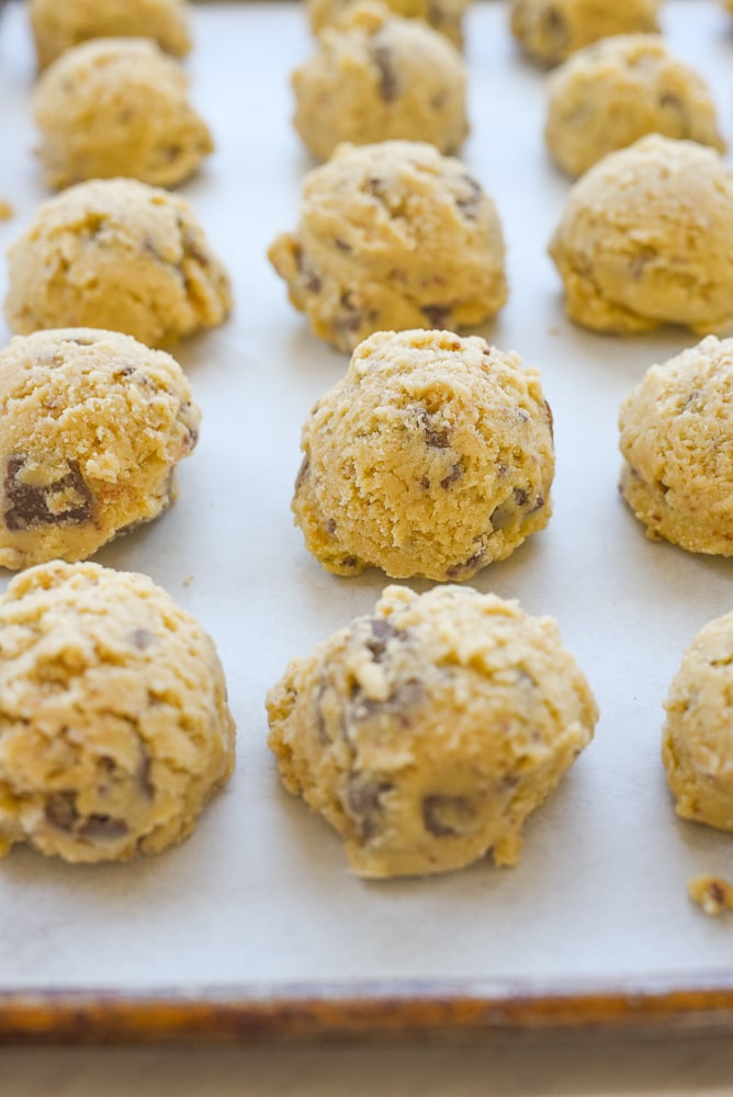 close up of frozen cookie dough