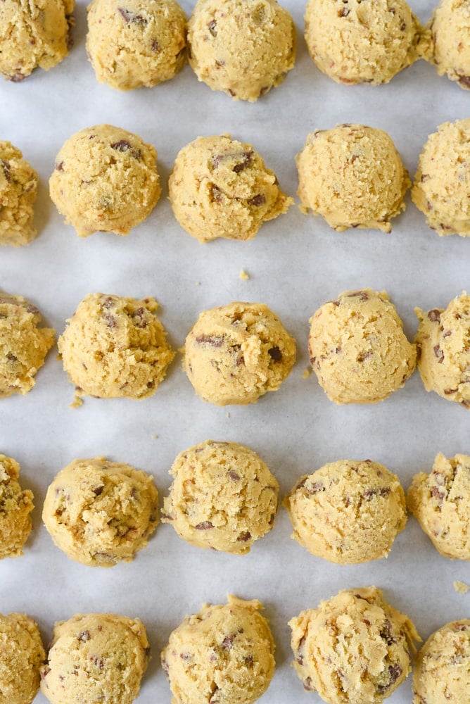 balls of frozen cookie dough