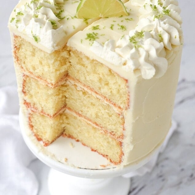 sliced key lime cake