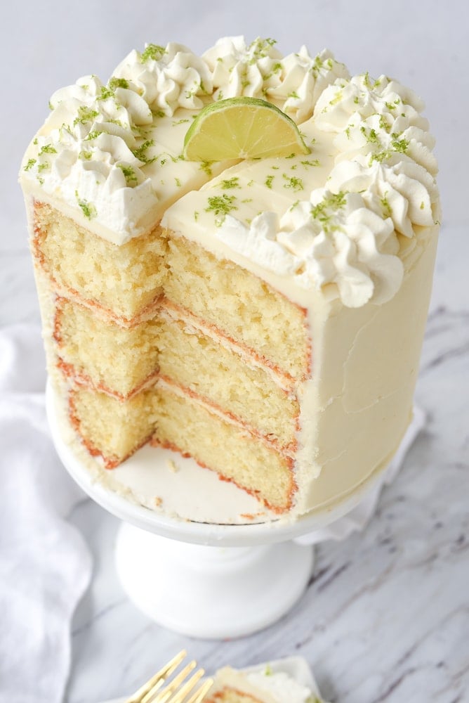 sliced key lime cake