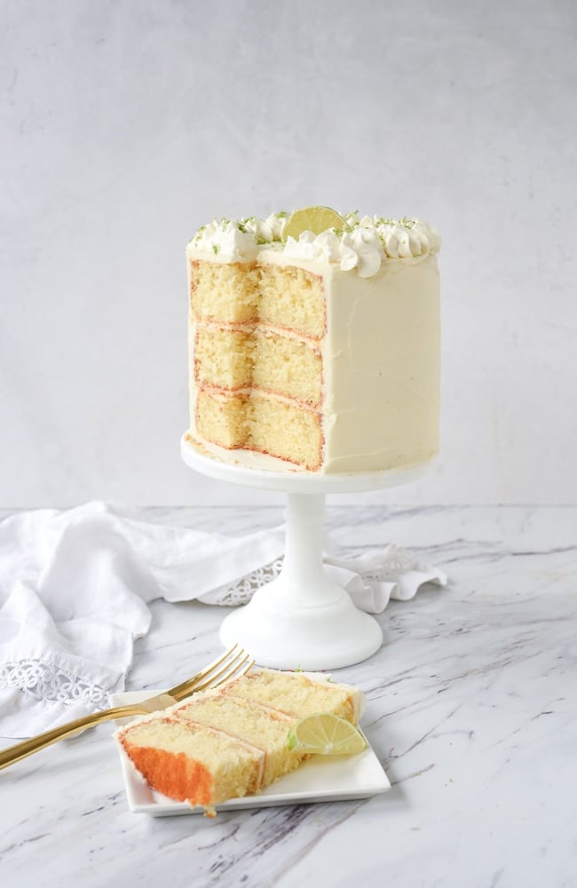 sliced cake on a cake stand