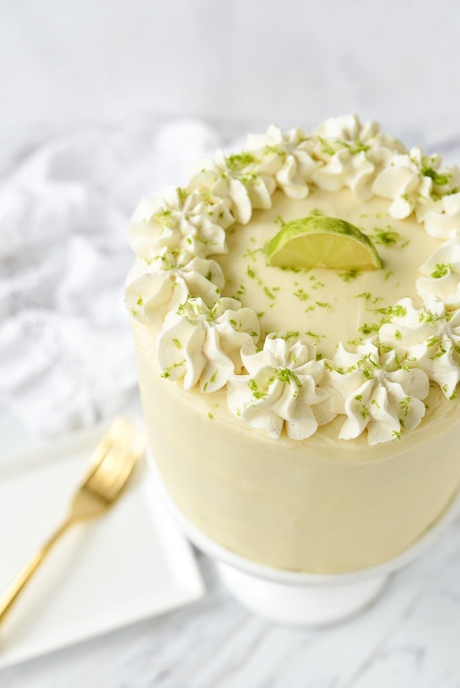 overhead shot of key lime cake