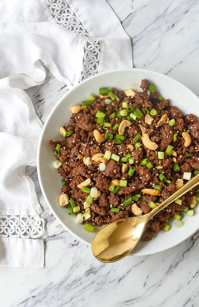 overhead shot of korean ground beef