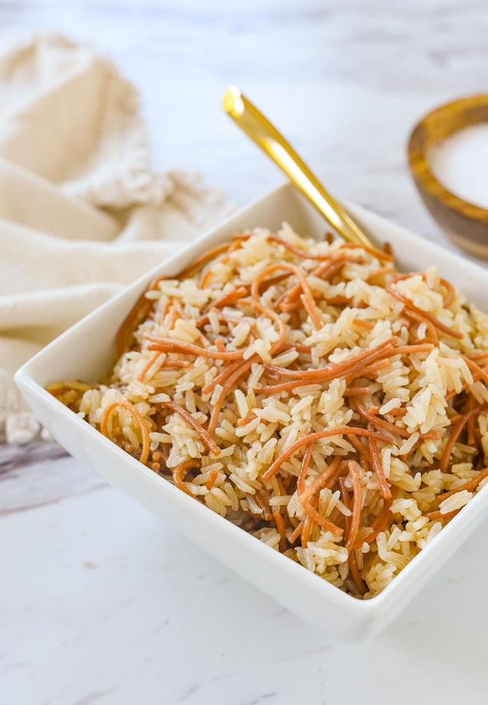 bowl of rice pilaf