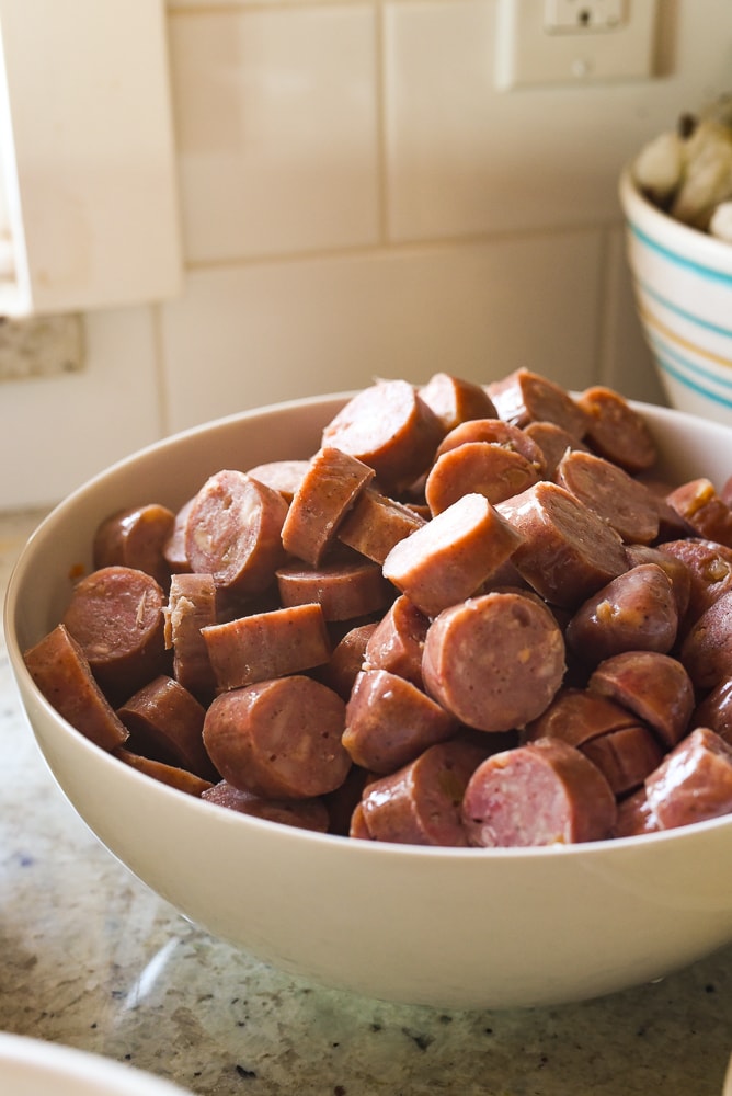 bowl of sausage