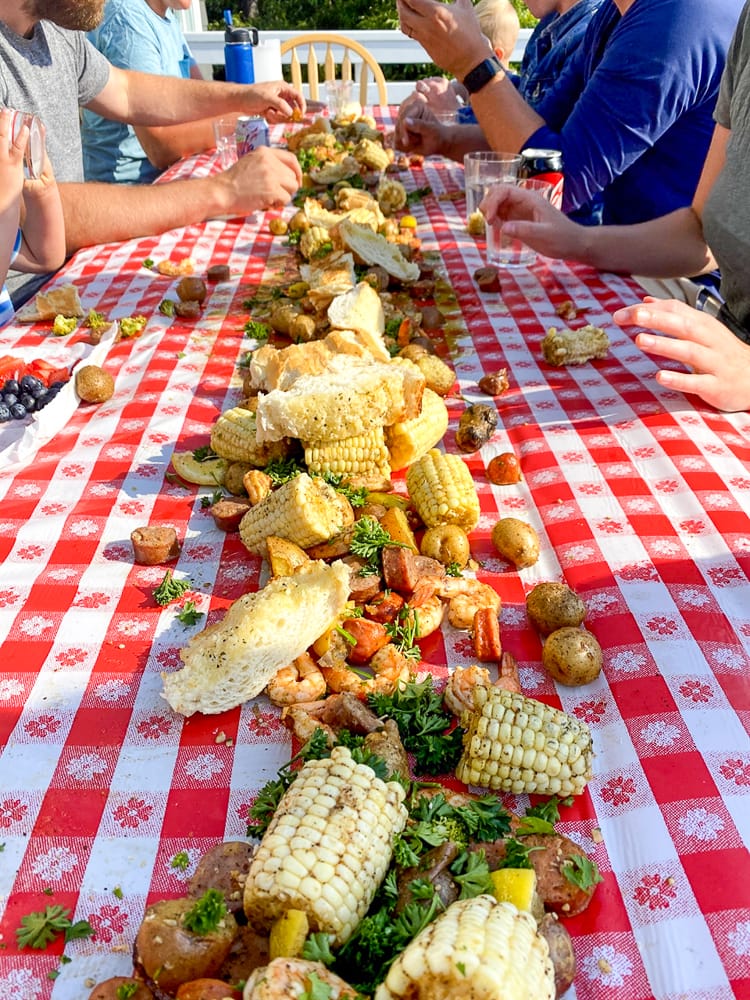 low country boil on table