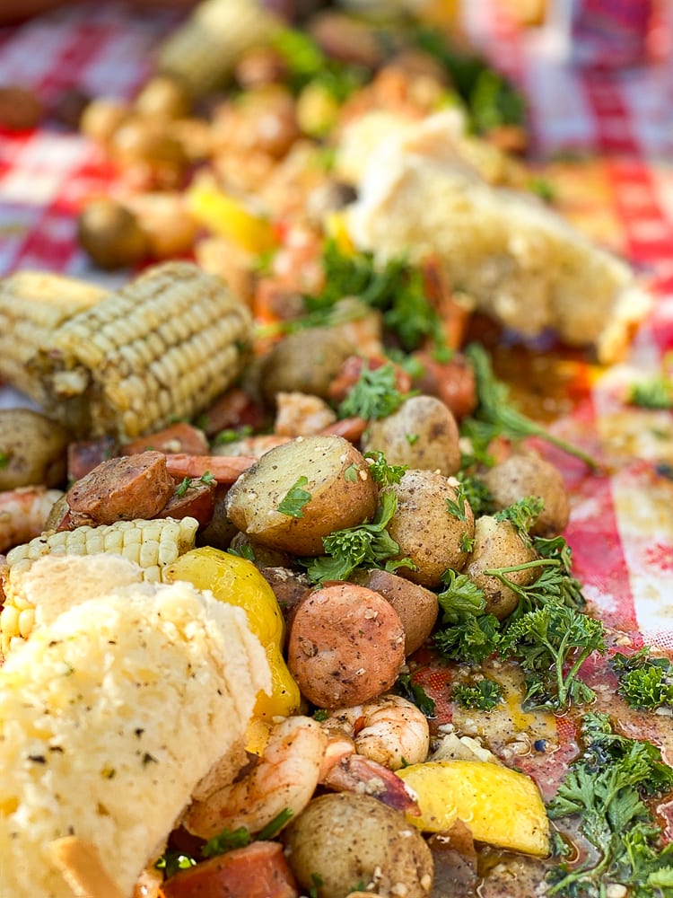 close up of low country boil