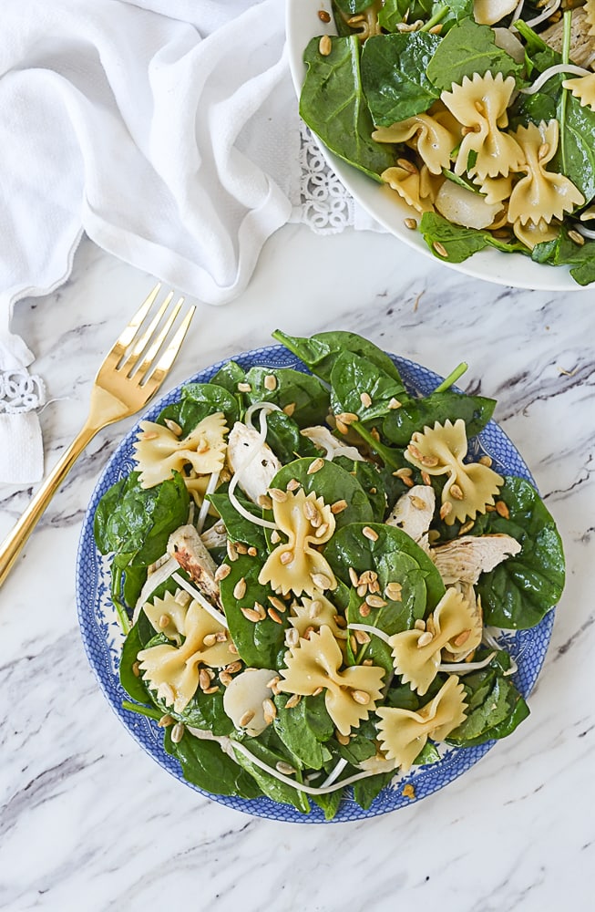 plate of asian spinach salad