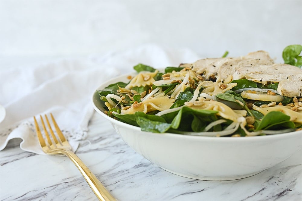 Asian Spinach salad in a bowl