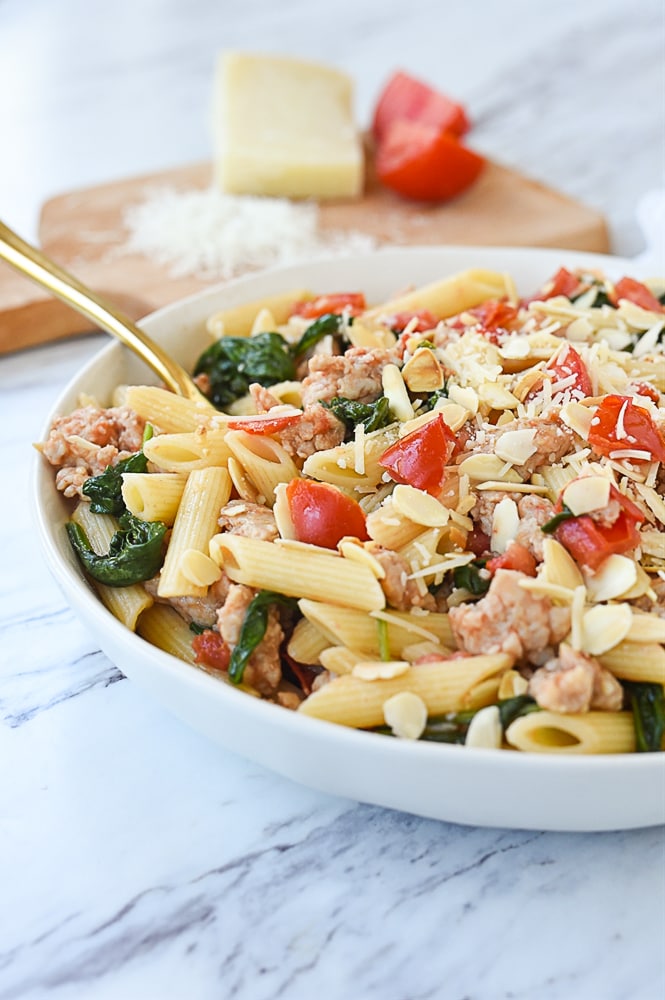 chicken sausage and spinach pasta