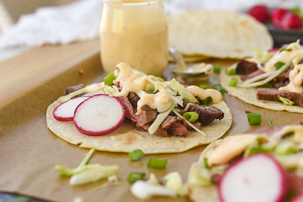 beef taco with radishes