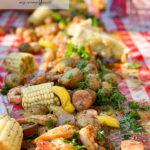 low country boil spread on a table