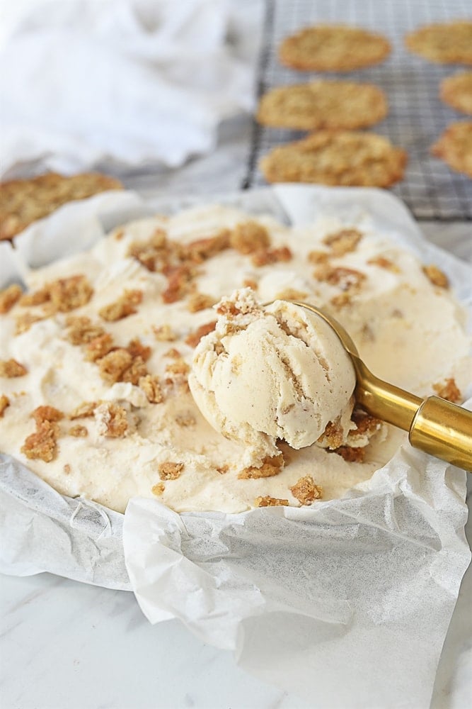 scoop of oatmeal cookie ice cream