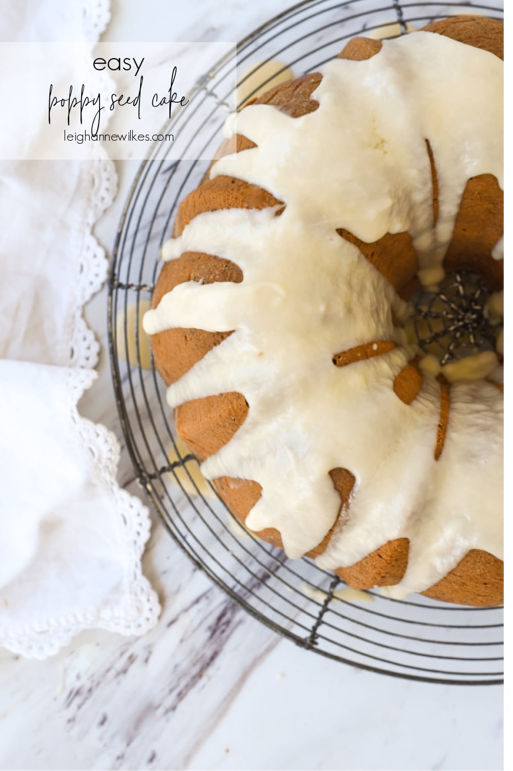 overehead glazed bundt cake