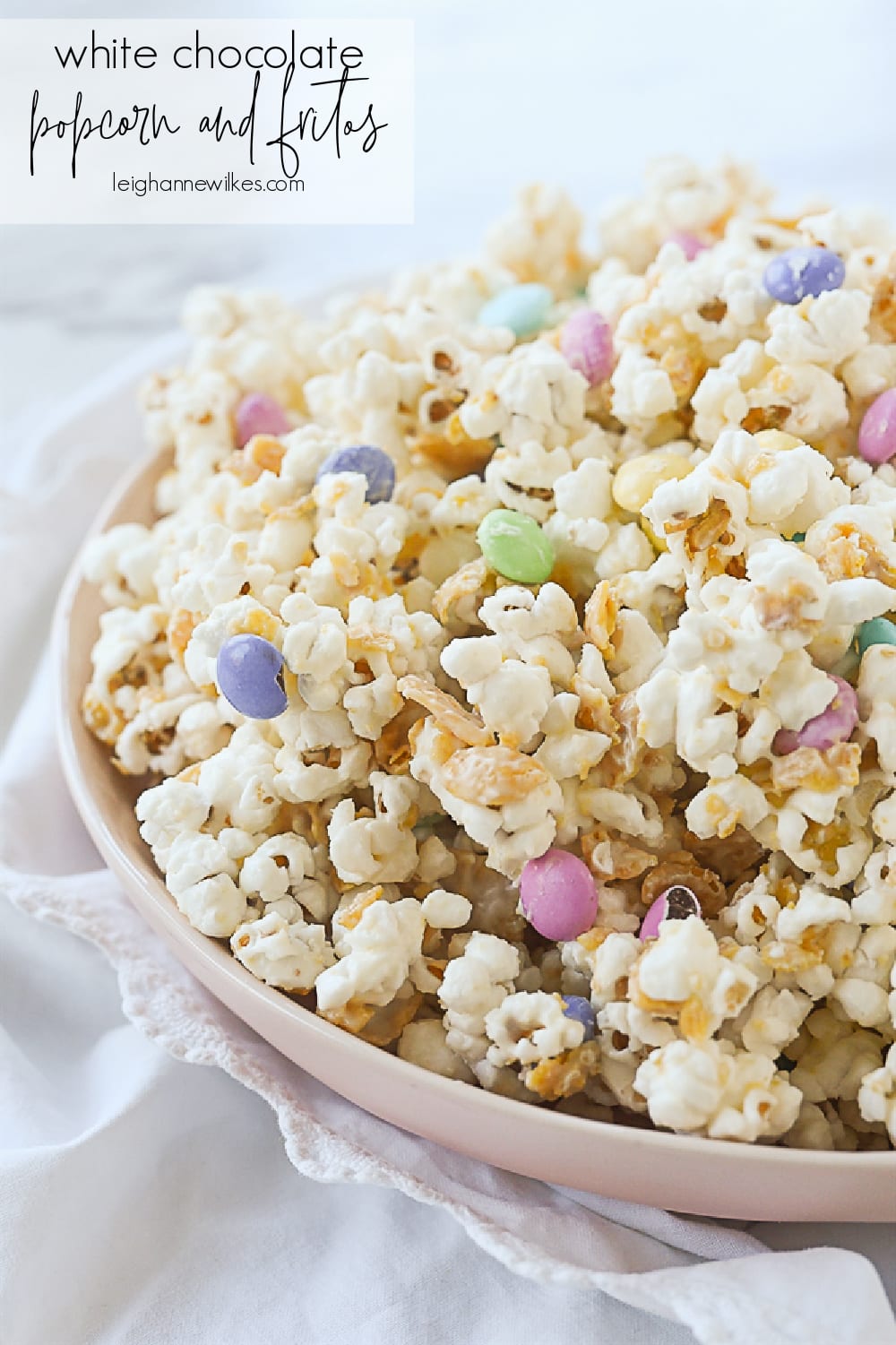 bowl of white chocolate popcorn