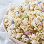 bowl of white chocolate popcorn