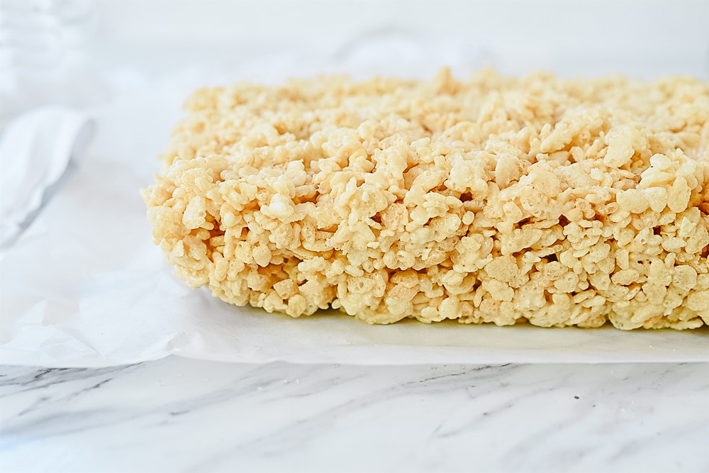 rice krispie treats on parchment paper