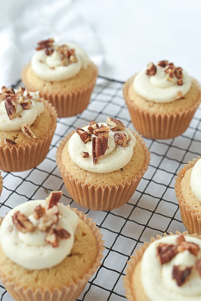 overhead shot of brown sugar cupcakes