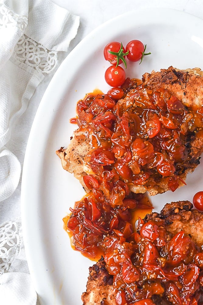 buttermilk chicken on a plate.