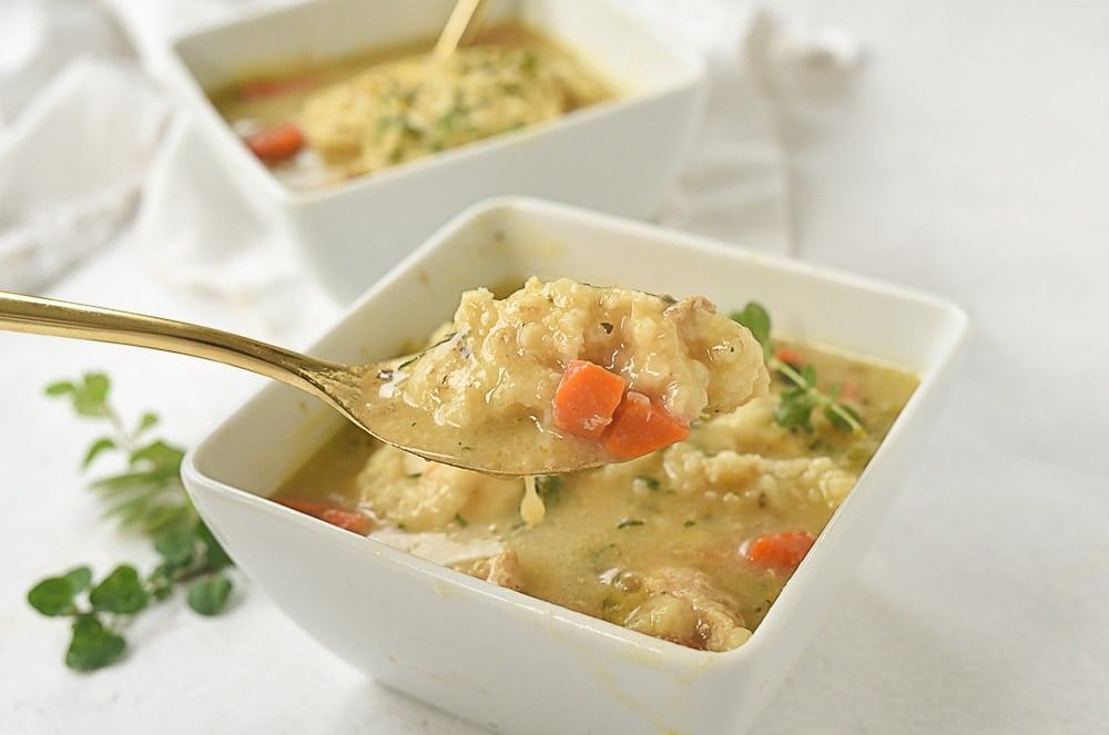 spoon ful of chicken and dumplings