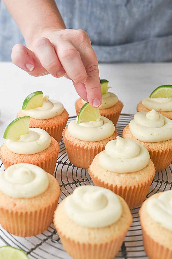 lime on top of a cupcake