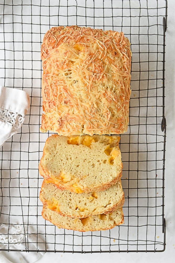 sliced loaf of cheese bread