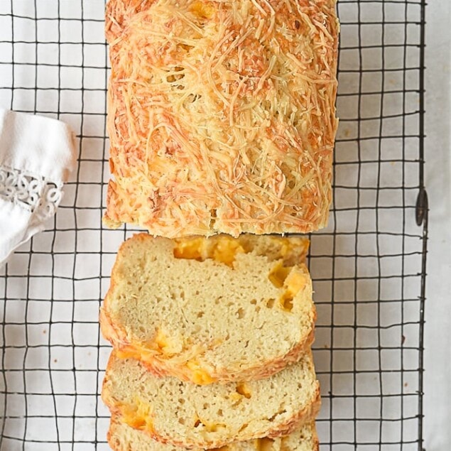 overhead shot of cheese bread