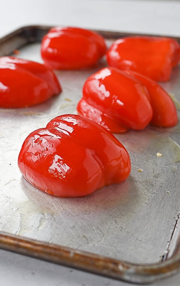 red pepper on baking sheet