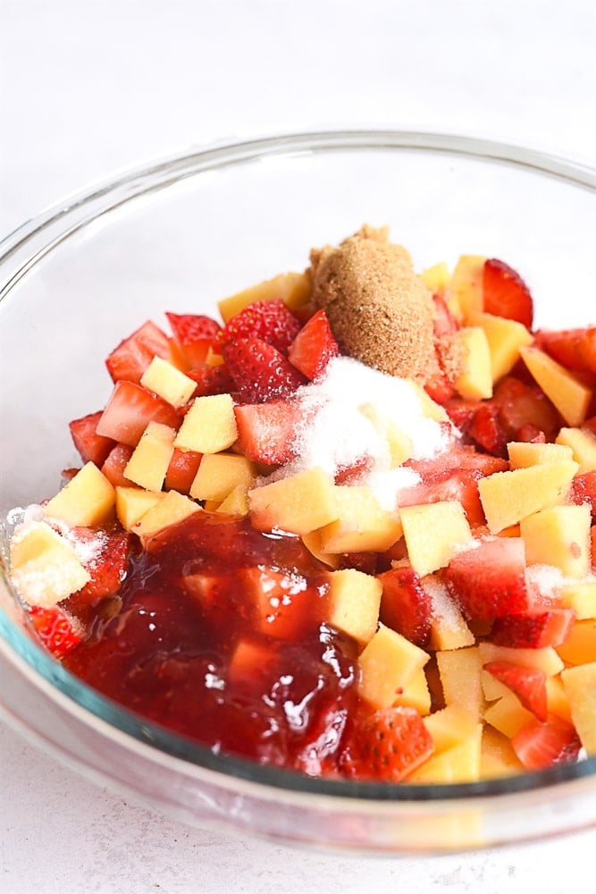 bowl of fruit for fruit salsa.