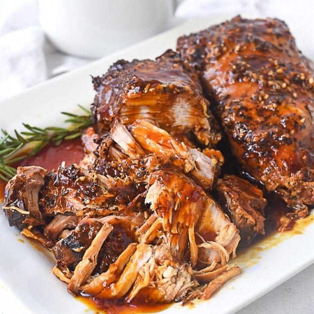 parmesan honey pork roast on a plate
