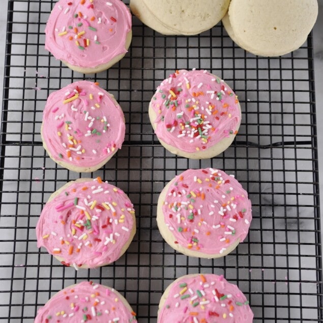 pink frosted sugar cookies