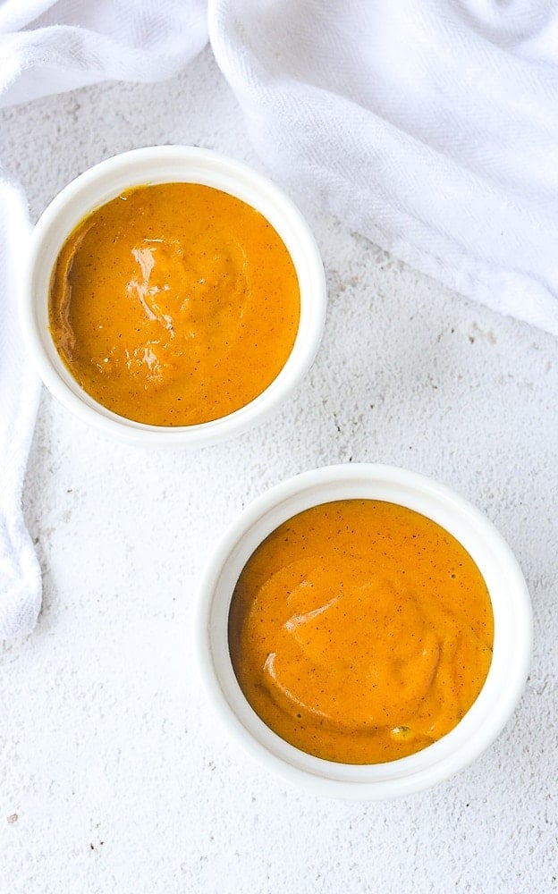 pumpkin pie mixture in ramekin