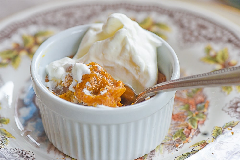 ramekin of pumpkin pie