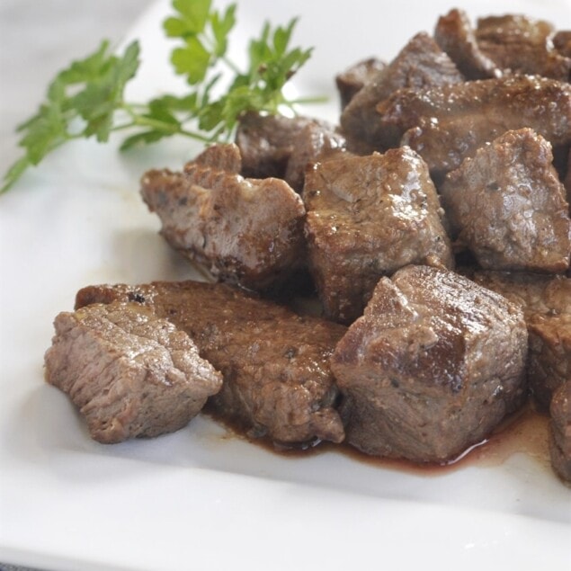 plate of steak bites