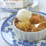 apple crisp with a scoop of ice cream